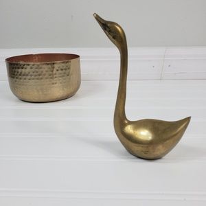 Brass Mid Century Modern  Swan Decor Vintage